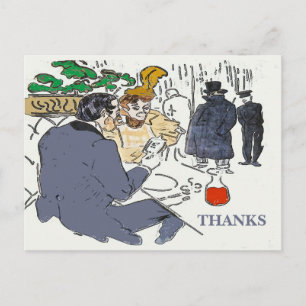 Obrigados de cena do restaurante, cartão postal