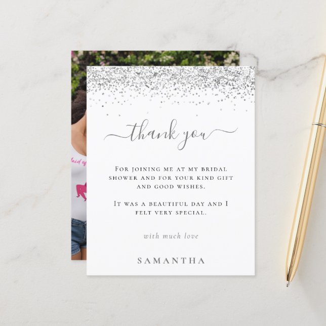 Obrigados de Chá de panela de Fotografia Glitter d (Frente/Verso In Situ)