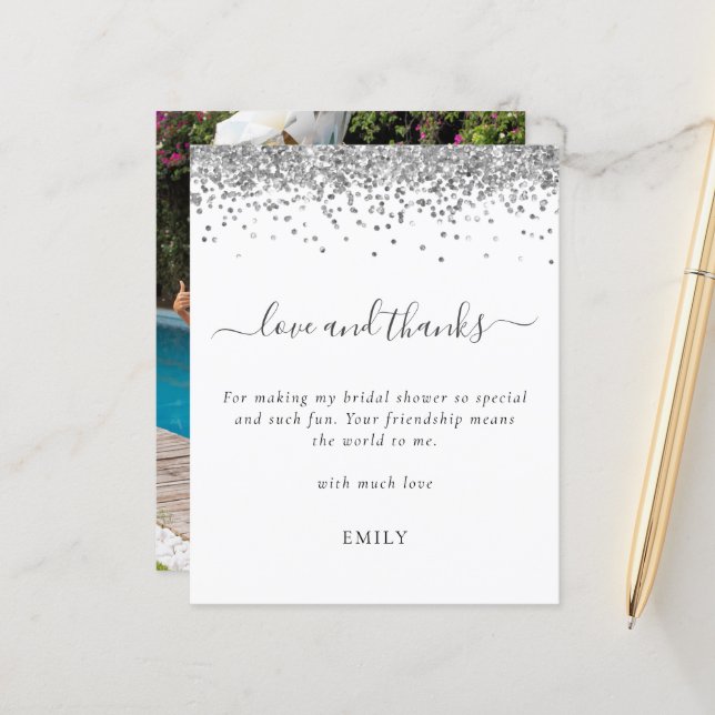 Obrigados de Chá de panela de Fotografia Glitter d (Frente/Verso In Situ)