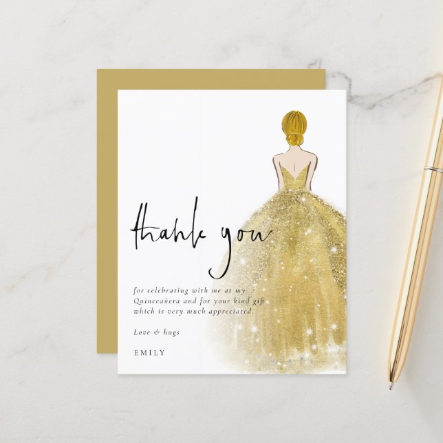 Obrigados de Quinceañera da Garota Loura Dourada d (Frente/Verso In Situ)