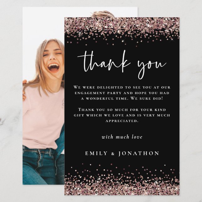 Obrigados Dourados Glitter do Rosa de Fotografia d (Frente/Verso)