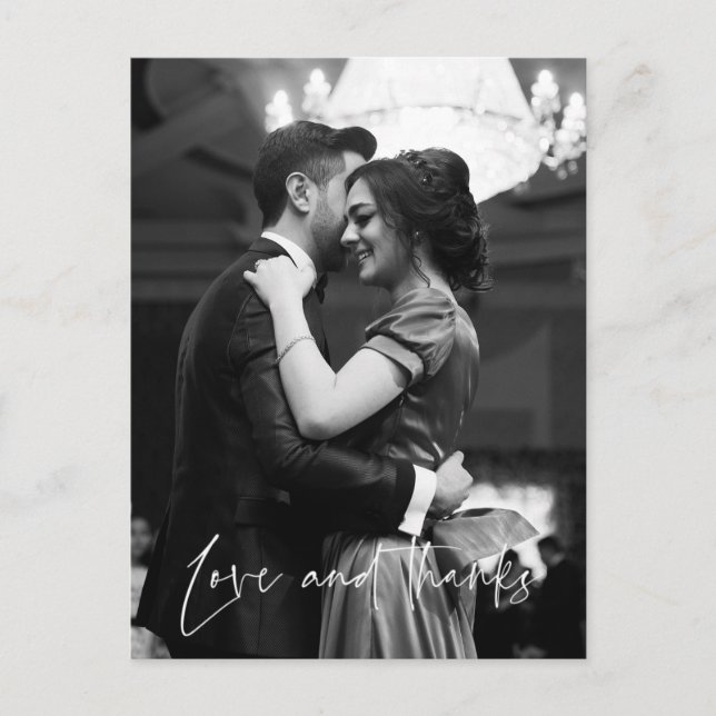 Obrigados e amor Foto de casamento Obrigado Cartão (Frente)