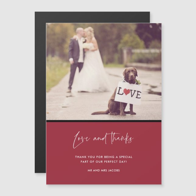 Obrigados e amor Foto do Casamento Vermelho Obriga (Frente/Verso)