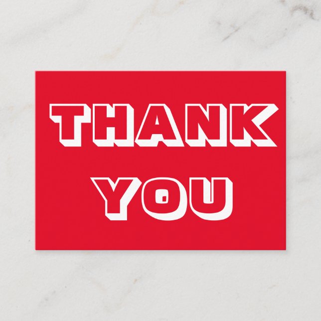 Obrigados, obrigado, cartão branco vermelho (Frente)