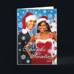 Obrigados, Papais noeis! Cartão de Saudação<br><div class="desc">Estes dois fazem um casal quente! Este cartão de Natal apresenta uma imagem digital que eu comparei do Presidente Barack e da Primeira-Dama Michelle Obama.  Se você tiver dúvidas ou quiser que os produtos coordenados de promocional correspondam a esta placa,  entre em contato comigo em info@thebarackspot.com.</div>