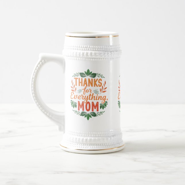 Obrigados para tudo, mãe" - Caneca de cerveja 22 o (Esquerda)