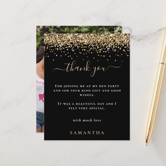 Obrigados Pretos do Partido Hen Fotografias Dourad (Frente/Verso In Situ)