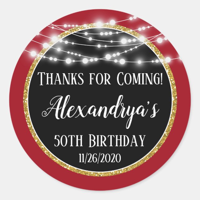 Obrigados Red Black Birthday Para A Etiqueta De Fa (Frente)