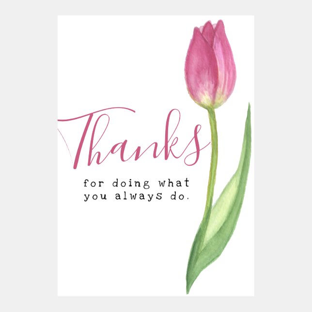 Obrigados simples com Tulip rosa (Frente)