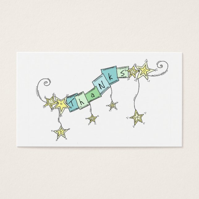 Obrigados Teais Estrelas Gratidão Pequena (Frente)