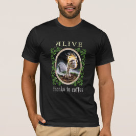 Obrigados vivos para camiseta preta de café
