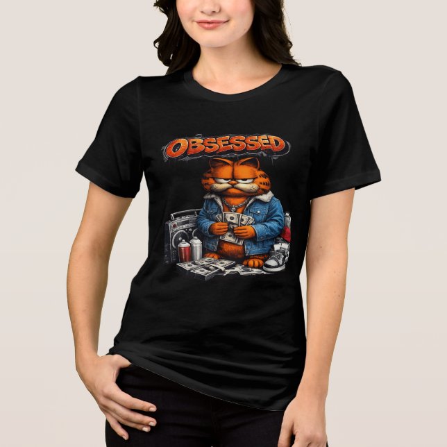 Obsessed Cat Street Style Graphic T-Shirt  (Frente)