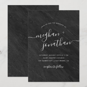 Obsidiana Convite para Casamento de Marble Negro