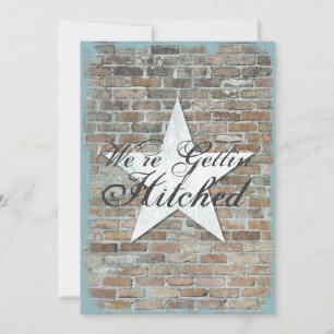 Obtendo Convites de casamento Rustic Star Brick Hi