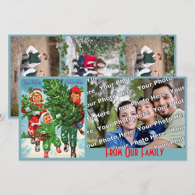 Obtendo O Cartão com fotos Da Árvore De Natal (Frente/Verso)