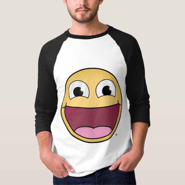Obtenha feliz! De camisa da Capa dos homens 3/4 (Frente)