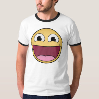 Obtenha feliz! T-shirt da campainha dos homens