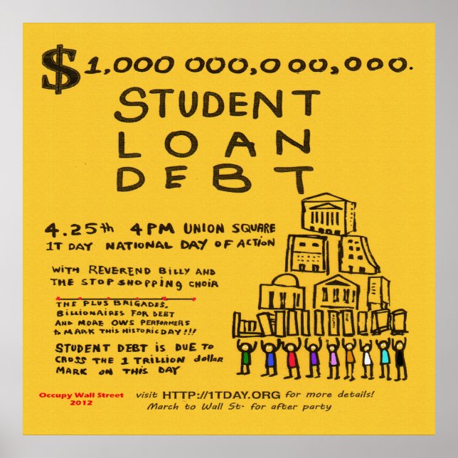 Occupy Wall Rua Student Loan Flyer Poster de abril (Frente)