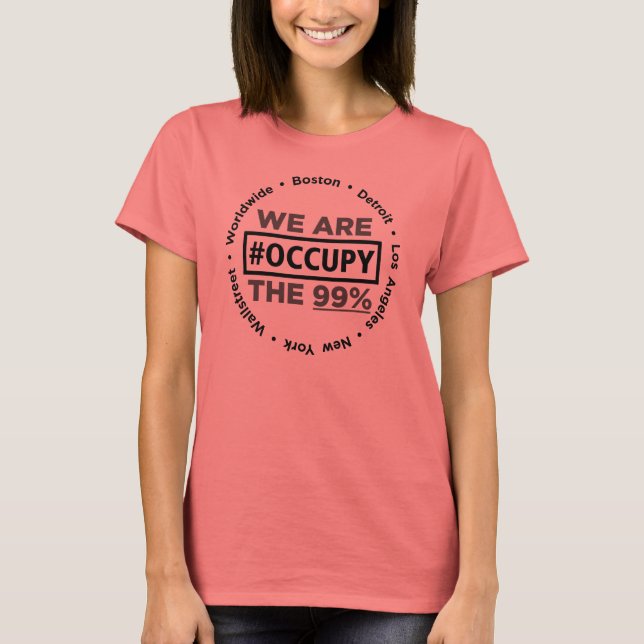 Occupy Wallstreet/Worldwide Ladies Ringer T-shirt (Frente)