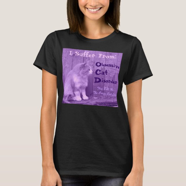 OCD: Camisa Obsessiva de Desordem de Gato - Roxo (Frente)