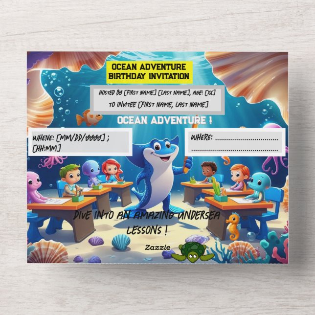Ocean Adventure Classroom Aniversário - Cartão pla (Frente )
