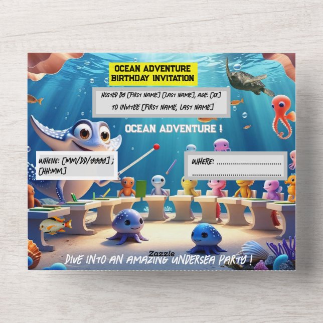 Ocean Adventure Classroom Aniversário - Cartão pla (Frente )