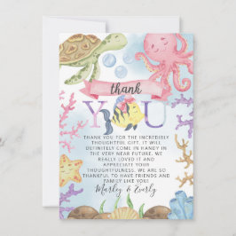 Ocean Animal Sob A Nota De Cartões de agradeciment