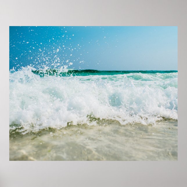 Ocean Beach Sea Waves Coastal Poster (Frente)
