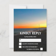 Ocean Beach Tropical Costal Sunset Wedset RSVP