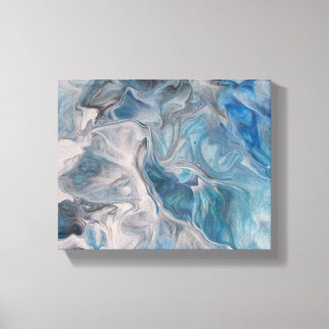 Ocean Blue, Fluid Art Abstrato Canvas (Frente)