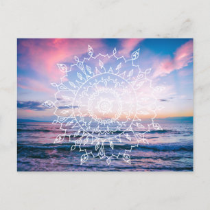 Ocean Boho Mandala   Cartão Postal