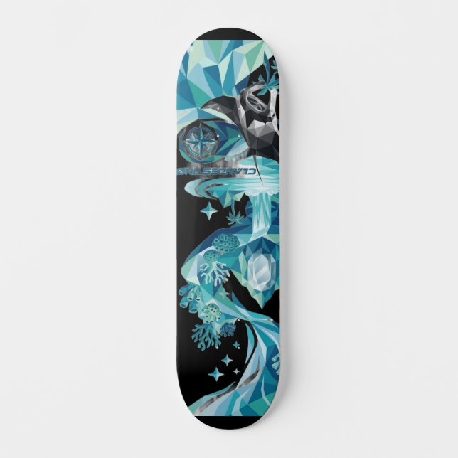 “Ocean Flow – Manta Ray Skateboard Deck” (Frente)