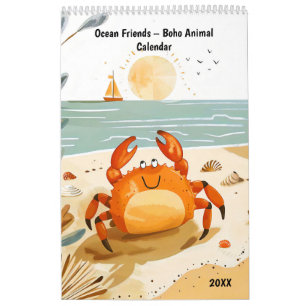 Ocean Friends – Calendário Animal Boho 2026