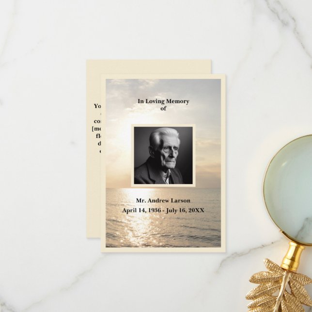 Ocean Funeral Memorial Do Cartões de agradecimento (Frente/Verso In Situ)