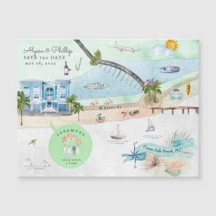 Ocean Isle Beach Mapa Ilustrado da Carolina do N