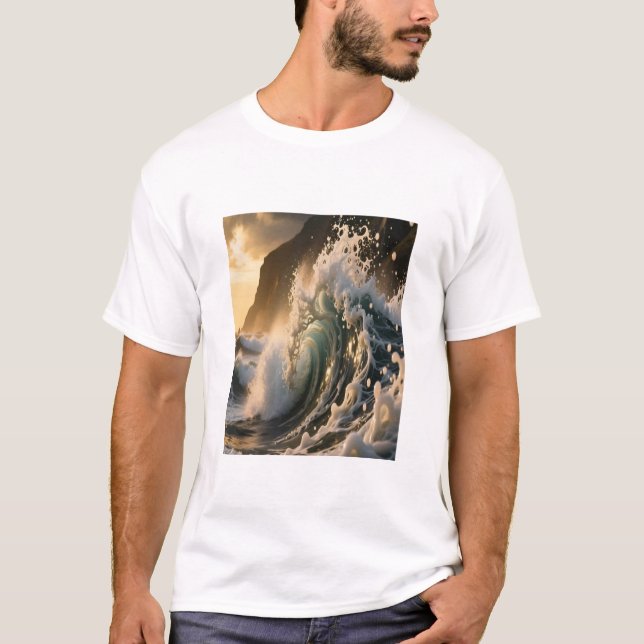 Ocean Waves & Sea Foam Graphic T-Shirt for Men (Frente)