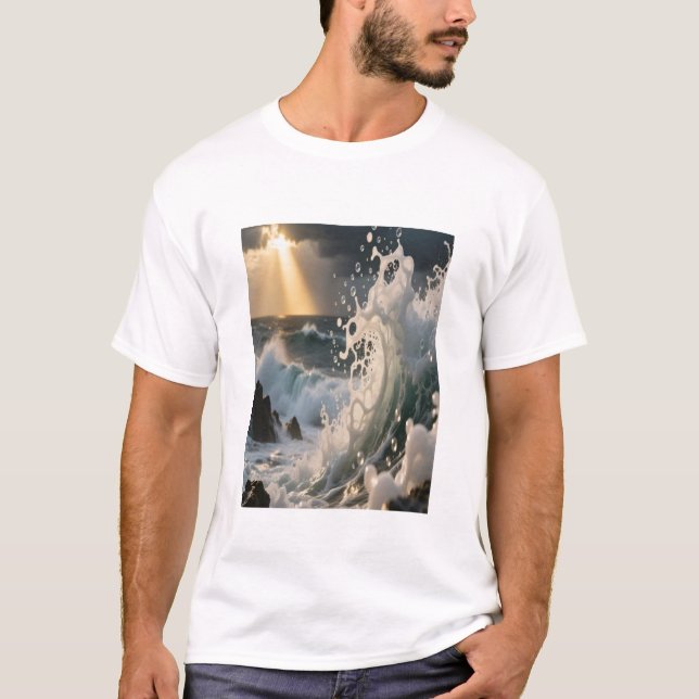 Ocean Waves & Sea Foam Graphic T-Shirt for Men (Frente)