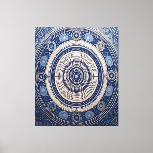 Oceanic Ripples & Sacred Geometry Mandala Canvas (Frente)