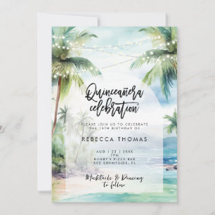 oceano de praia tropical Quinceanera convite de fe