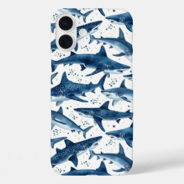 Oceano monocromático de tubarões-d'água azul