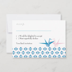 Oceano / Rosa Grous de Origami Casamento RSVP
