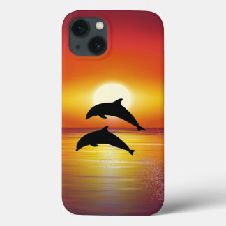 Oceano Sunset Dolphins Casal Jogando iPad de Amor