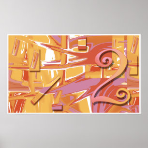 Ochre Two Abstrato Art Poster   Cor de Laranja