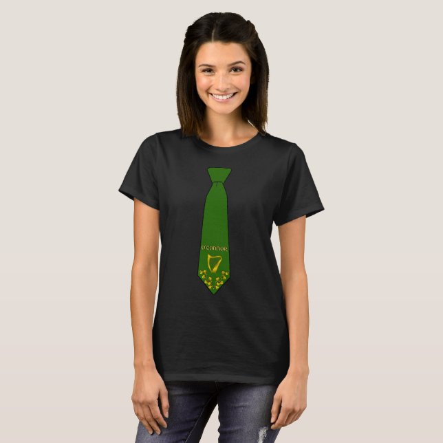 O'Connor Irish Necktie T-Shirt com Harp Women's (Frente Completa)