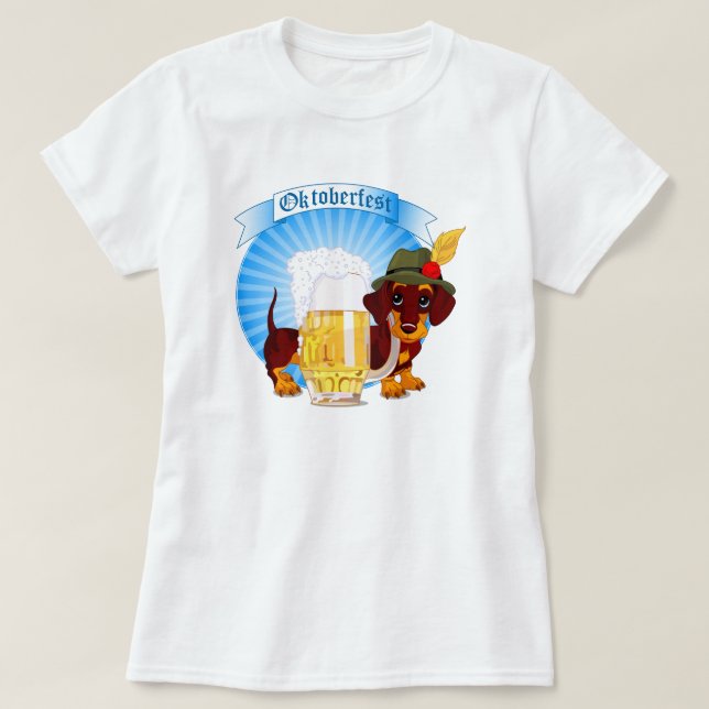 Octoberfest Dachshund T-Shirt (Frente do Design)