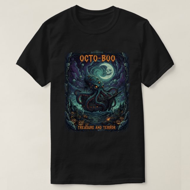 OctoBoo T-Shirt Spooky Kraken Halloween (Frente do Design)