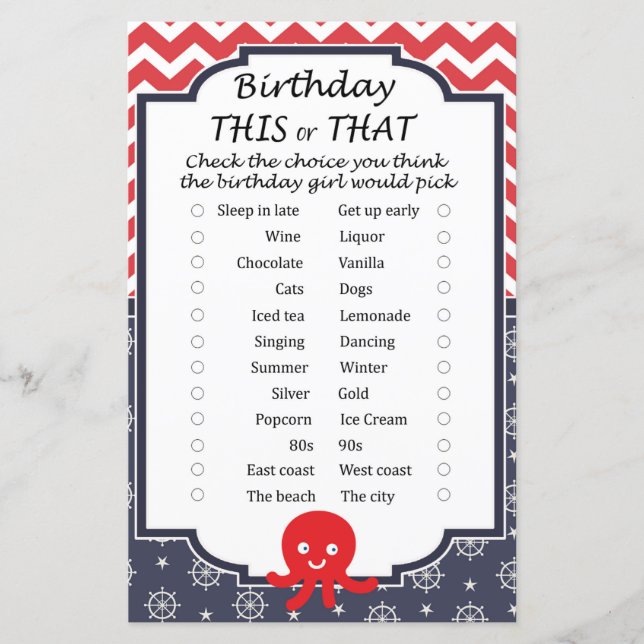 Octopus Birthday, este ou aquele jogo (Frente)