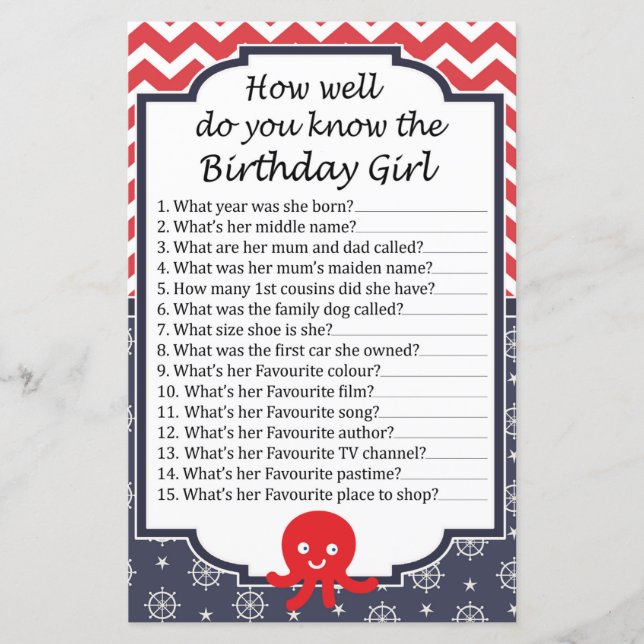 Octopus Como você conhece bem a aniversariante (Frente)