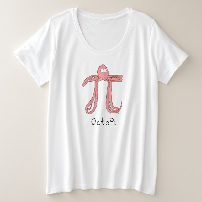 Octopus Cute Math Pi Day Mulheres Mais Camisa Do T (Frente do Design)