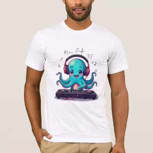 Octopus DJ sorridente, Feliz Camiseta Selva de Mús